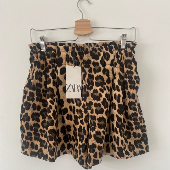 Zara Leopard Print Shorts Skort - Black & Tan - Picture 3 of 4